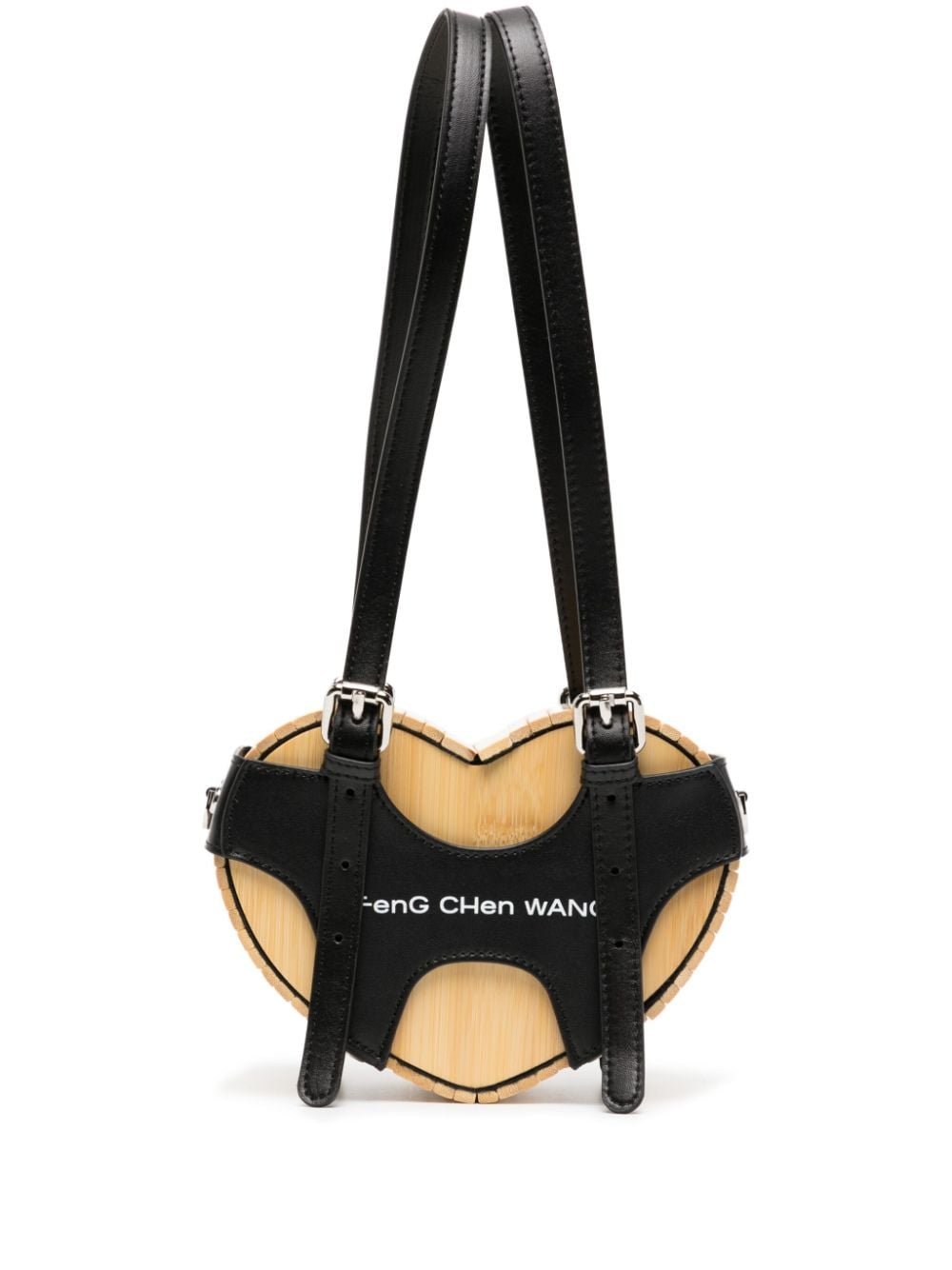 Feng Chen Wang logo-embroidered heart bamboo bag - Marrone