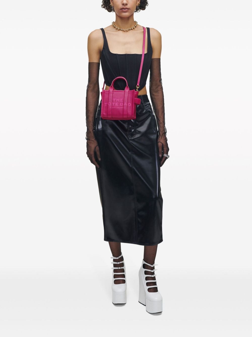 Marc Jacobs The Leather crossbody shopper Roze