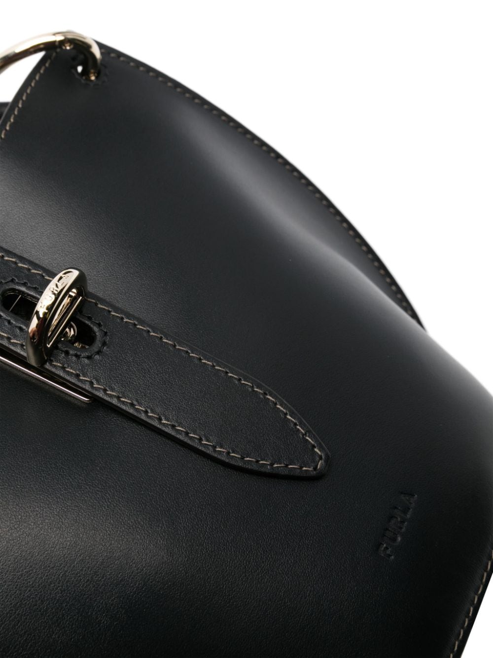 Shop Furla Unica Leather Satchel Bag In Black