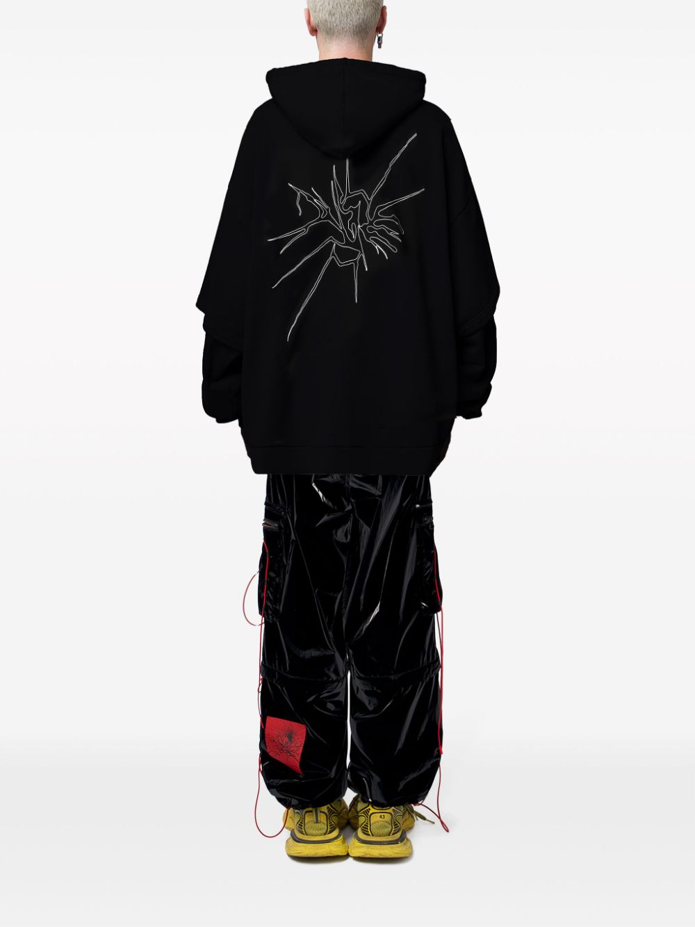 A BETTER MISTAKE Glitch-embroidered layered hoodie - Zwart