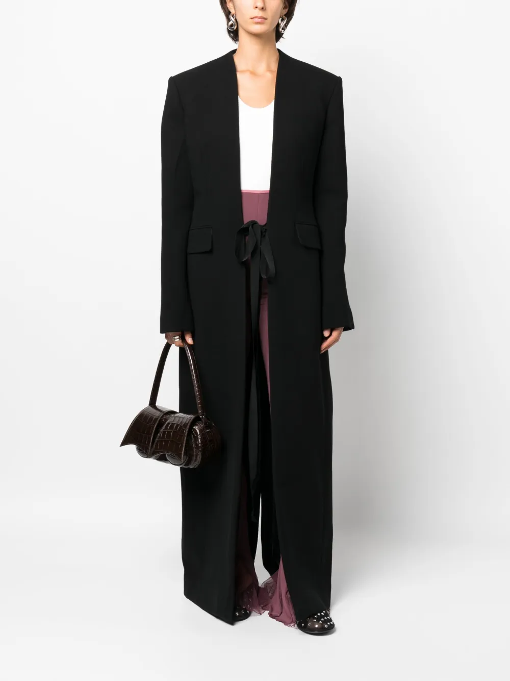 Shop Nensi Dojaka Single-breasted Virgin-wool Coat In Black