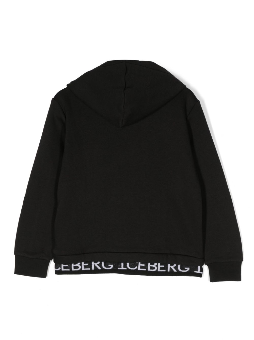 Iceberg Kids logo-patch cotton-blend hoodie - Zwart