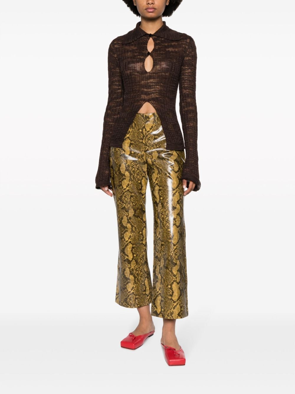 Baum Und Pferdgarten Norma snakeskin-effect cropped trousers - Geel