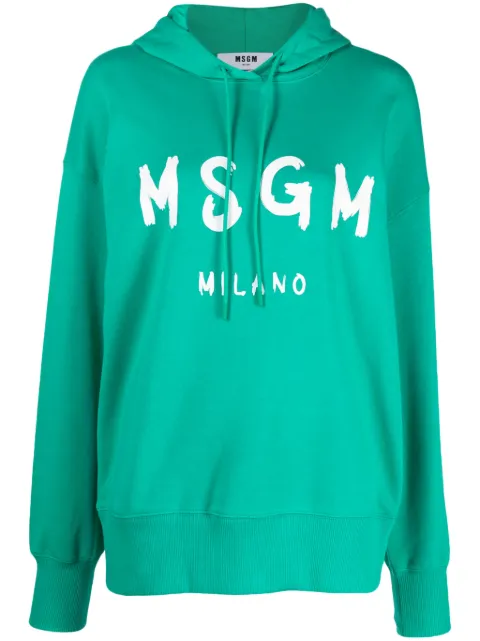 MSGM logo-print cotton hoodie