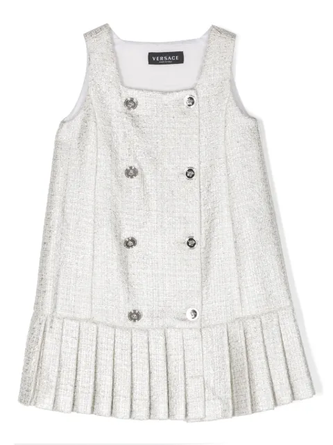 Versace Kids double-breasted metallic tweed minidress