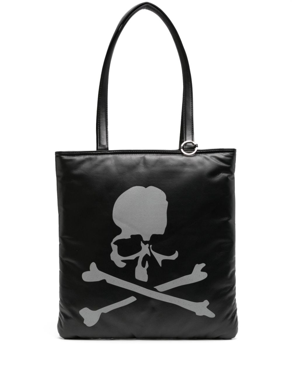 skull-print leather shoulder bag