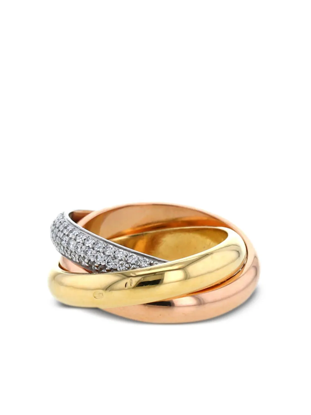 Pre-owned Cartier 2008 Yellow Gold Trinity Diamond Ring