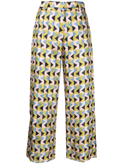 PAULA pantalones de seda con estampado geométrico
