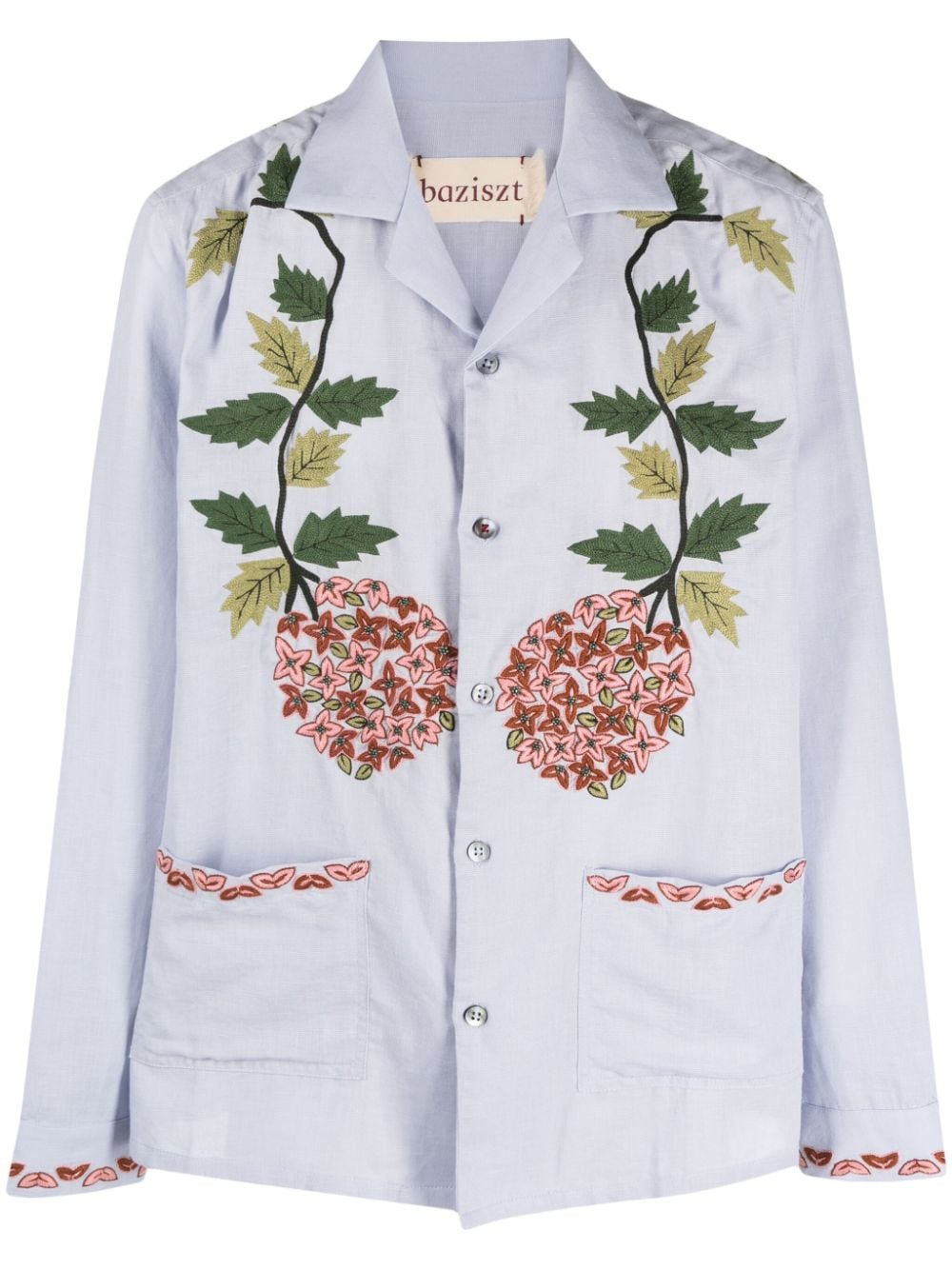 Nichane floral-embroidered cotton blend shirt