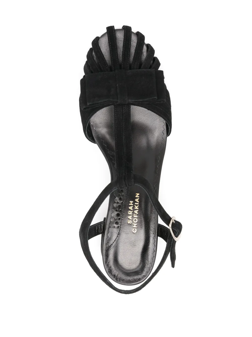 Sarah Chofakian Marly 45mm Bow-detailing Suede Sandals In Black