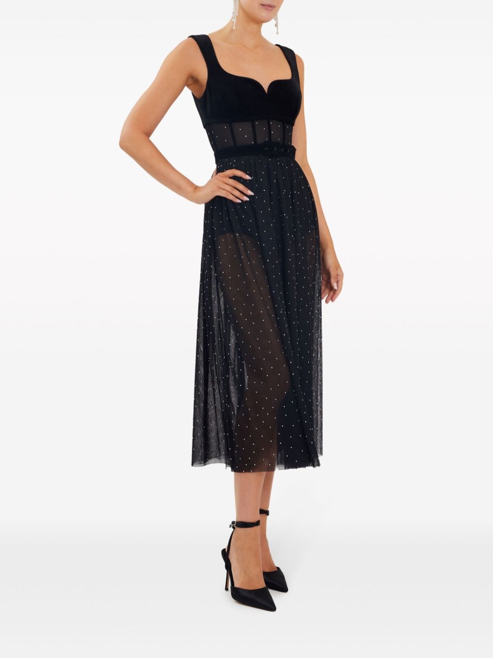 Rebecca Vallance Midi-jurk van tule Zwart