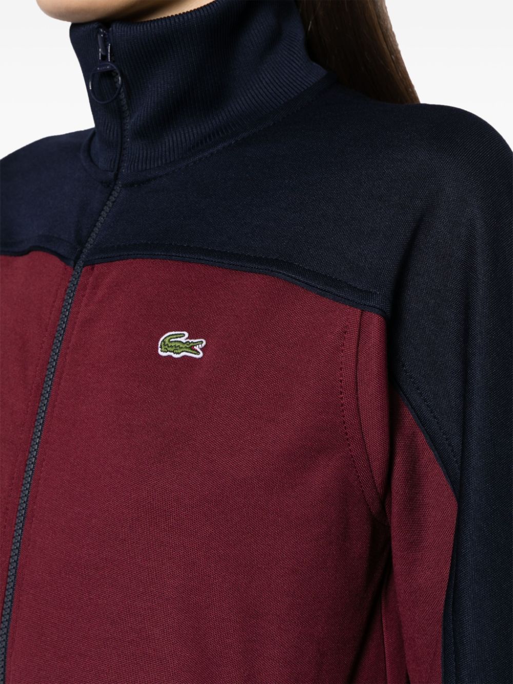 Shop Lacoste Logo-appliqué Colour-block Sweatshirt In Rot