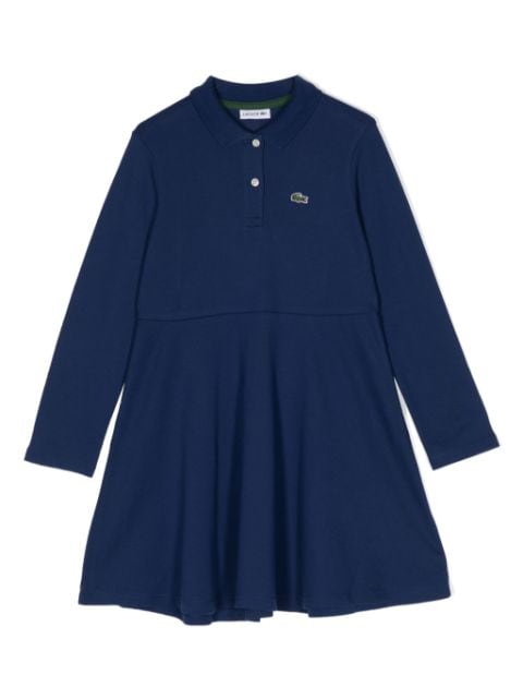 Lacoste Kids logo-embroidered pleated polo dress