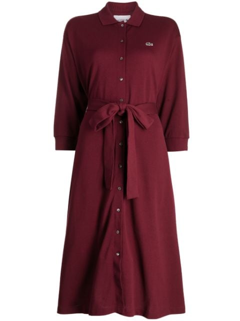 Lacoste logo-embroidered midi shirt dress