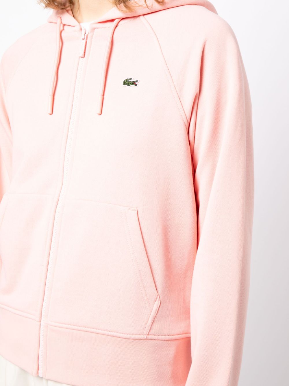 Shop Lacoste Logo-patch Zipped Hoodie In Pink