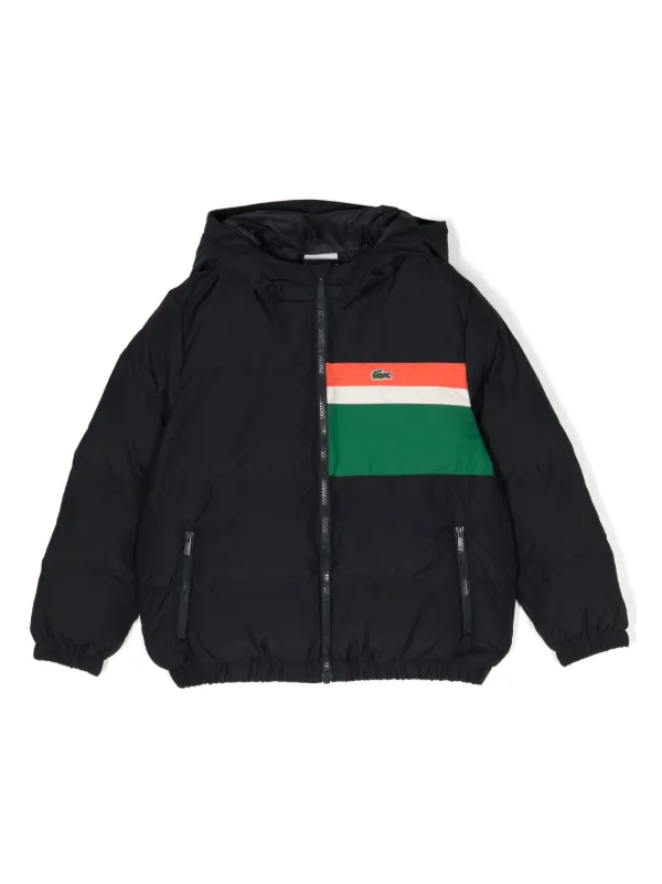 Lacoste Kids logo applique Padded Bomber Jacket Farfetch