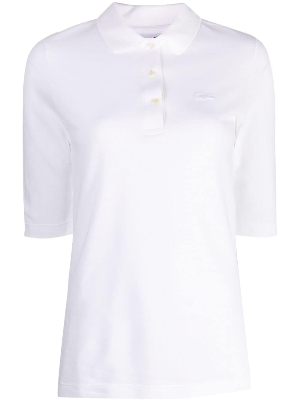 Lacoste Logo-embroidered Cotton Polo Shirt In White