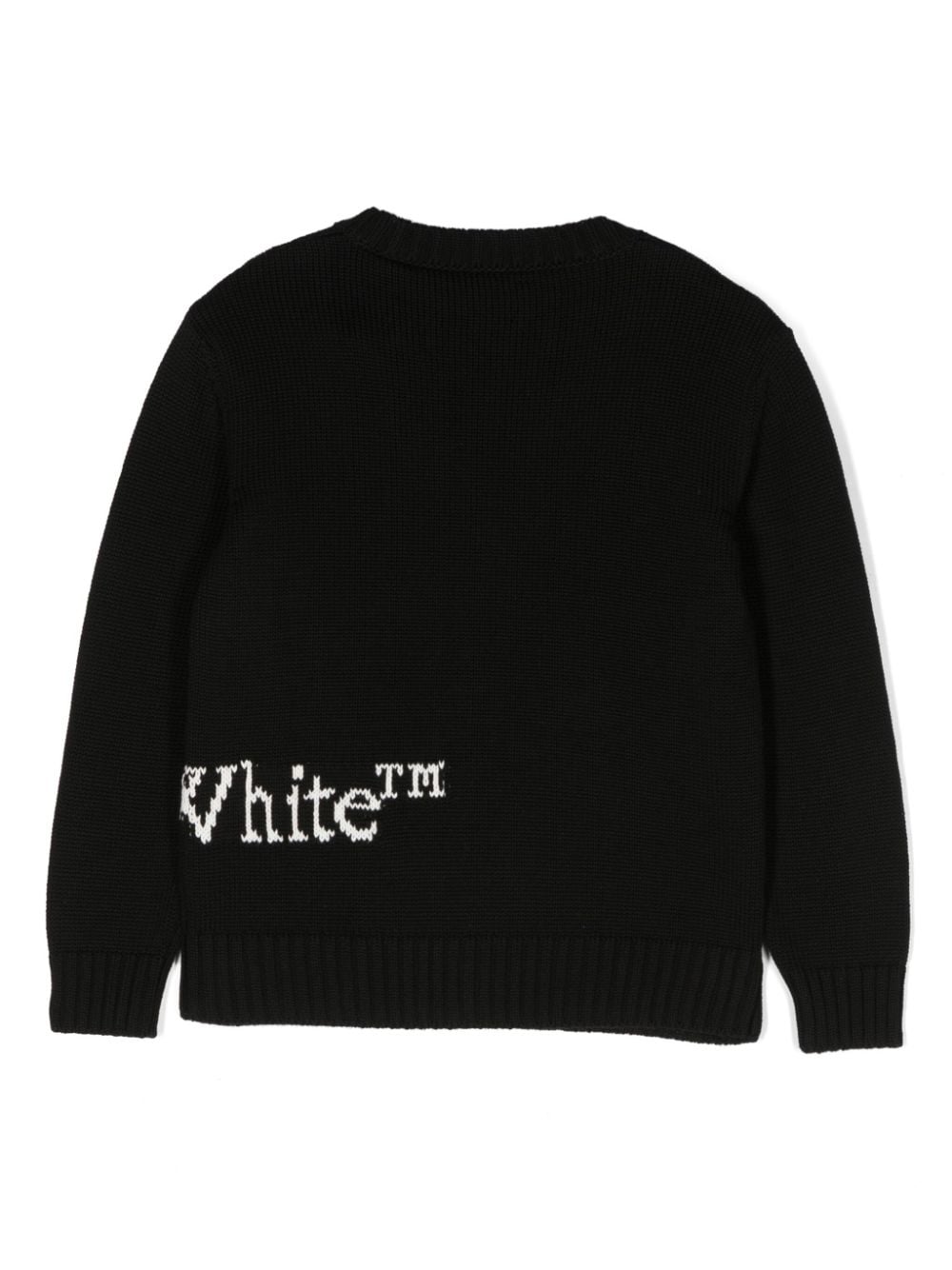 Off-White Kids V-neck intarsia-knit logo cardigan - Zwart