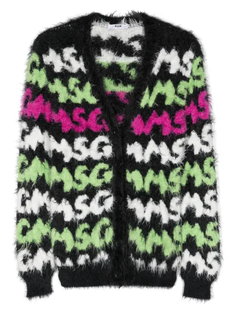 MSGM Kids cárdigan tejido en intarsia 