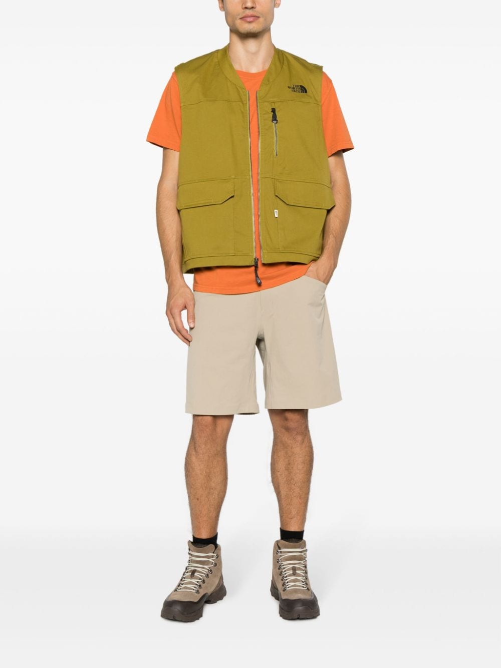 The North Face logo-embroidered zip-up gilet - Groen