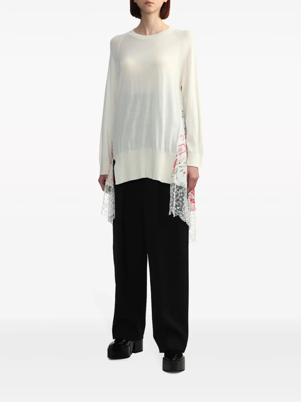  Simone Rocha Panelled Asymmetric Lace-trim Top - White 