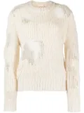 Chloé Generous chunky-knit distressed jumper - White