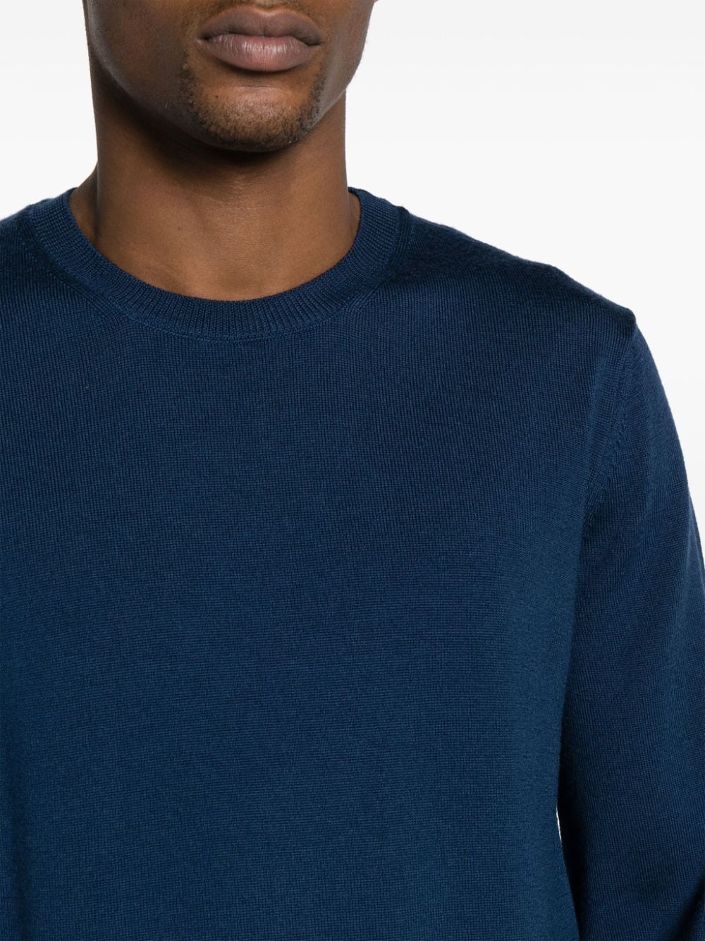 Shop Corneliani Long-sleeve Virgin Wool Jumper In Blue