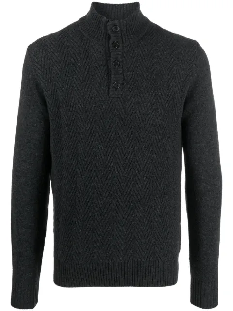 Corneliani suéter con cuello falso y motivo espiga