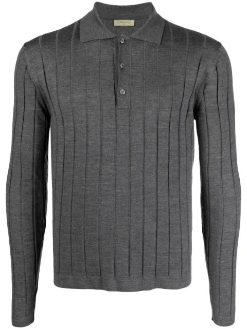 Corneliani ribbed virgin wool polo shirt