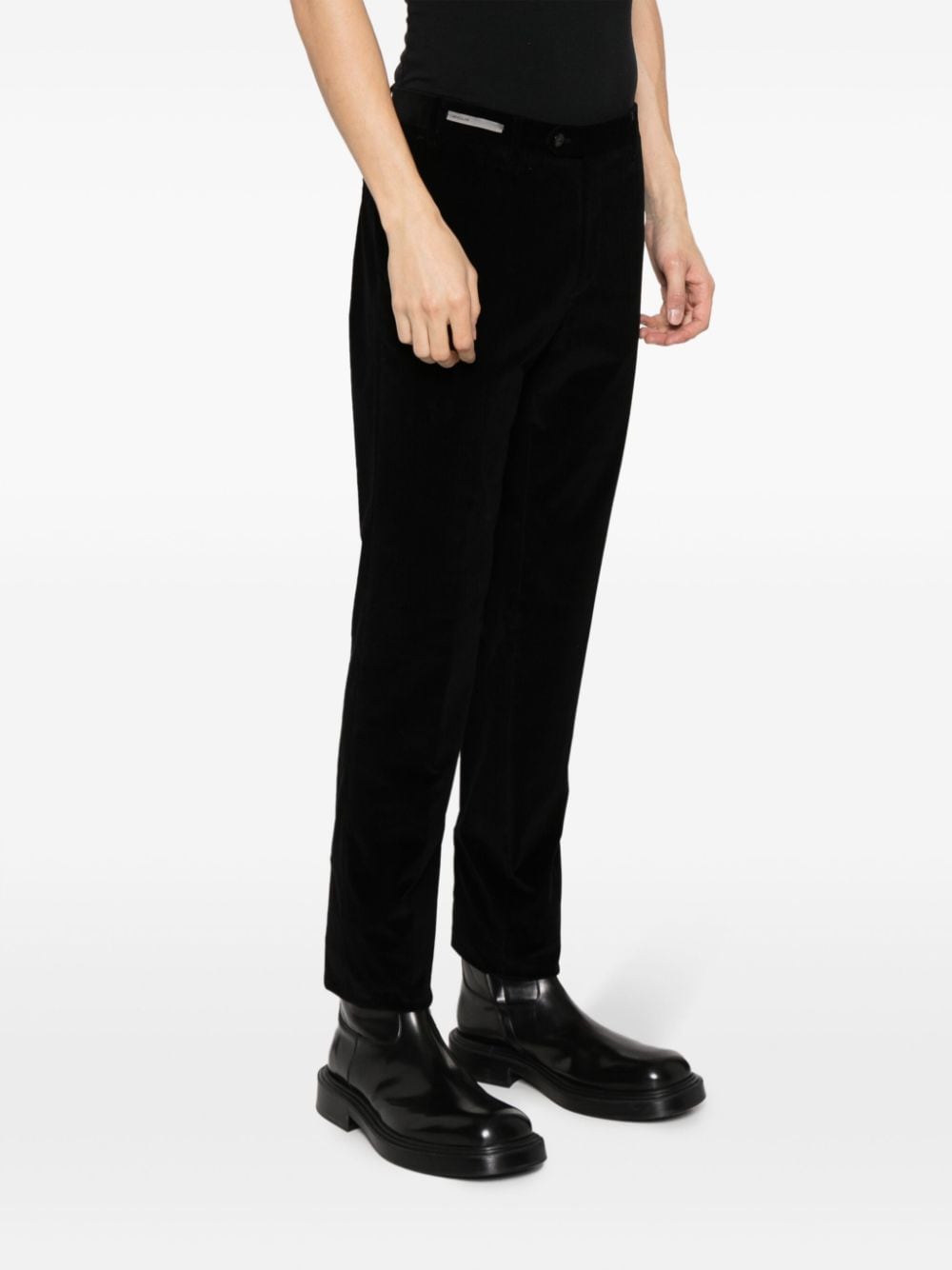 Shop Corneliani Straight-leg Cotton-blend Trousers In Black