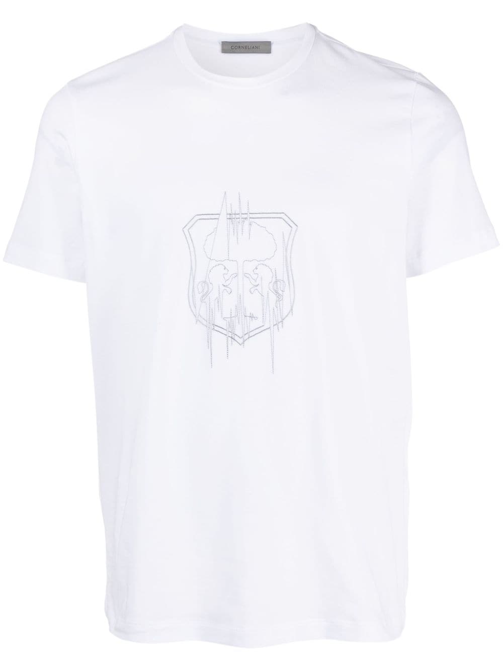 corneliani t-shirt à logo imprimé - blanc