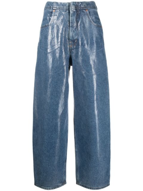 MM6 Maison Margiela glossy-finish wide-leg jeans Women