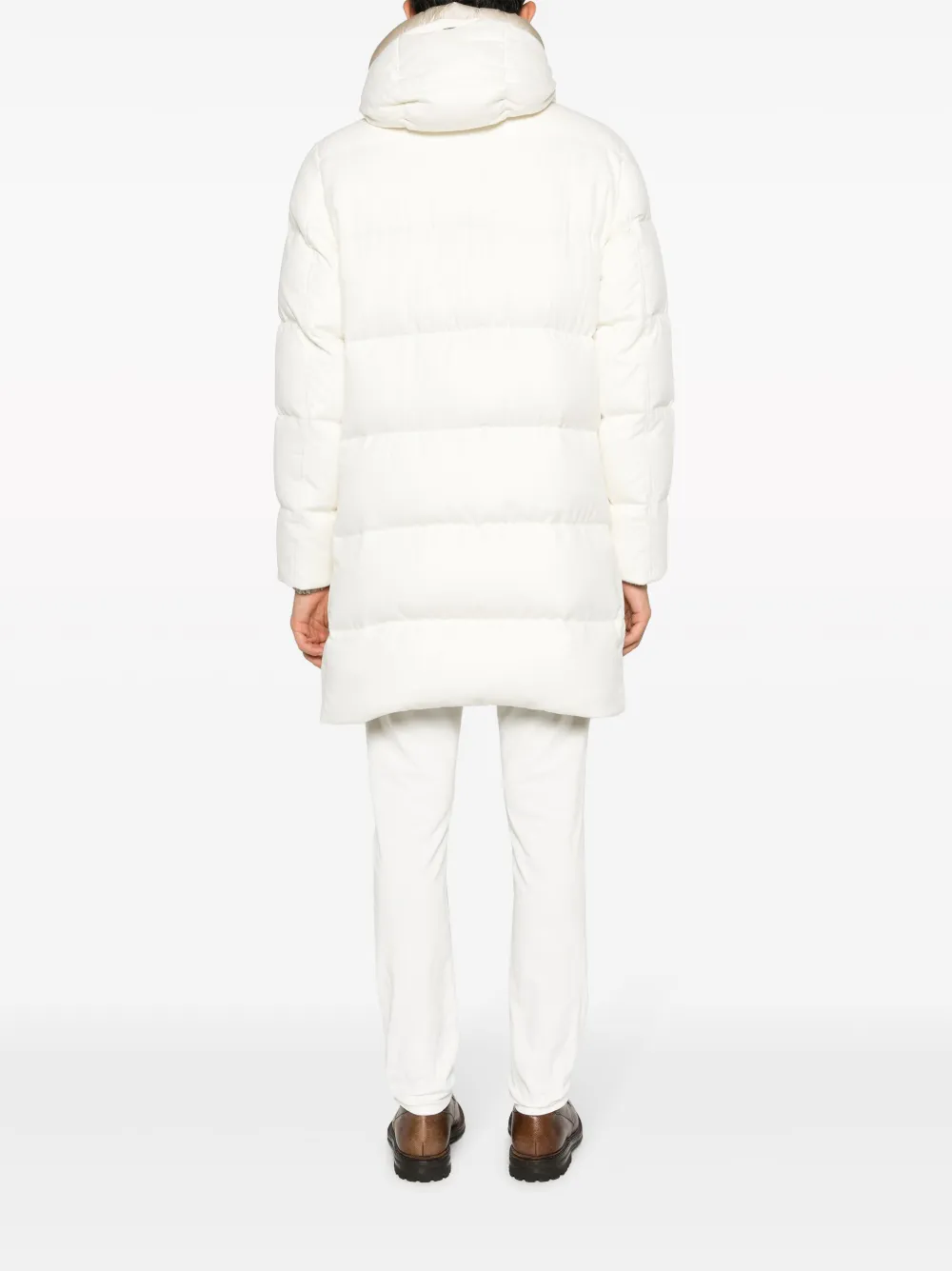 Herno Drawstring-hood Twill Hooded Coat In White