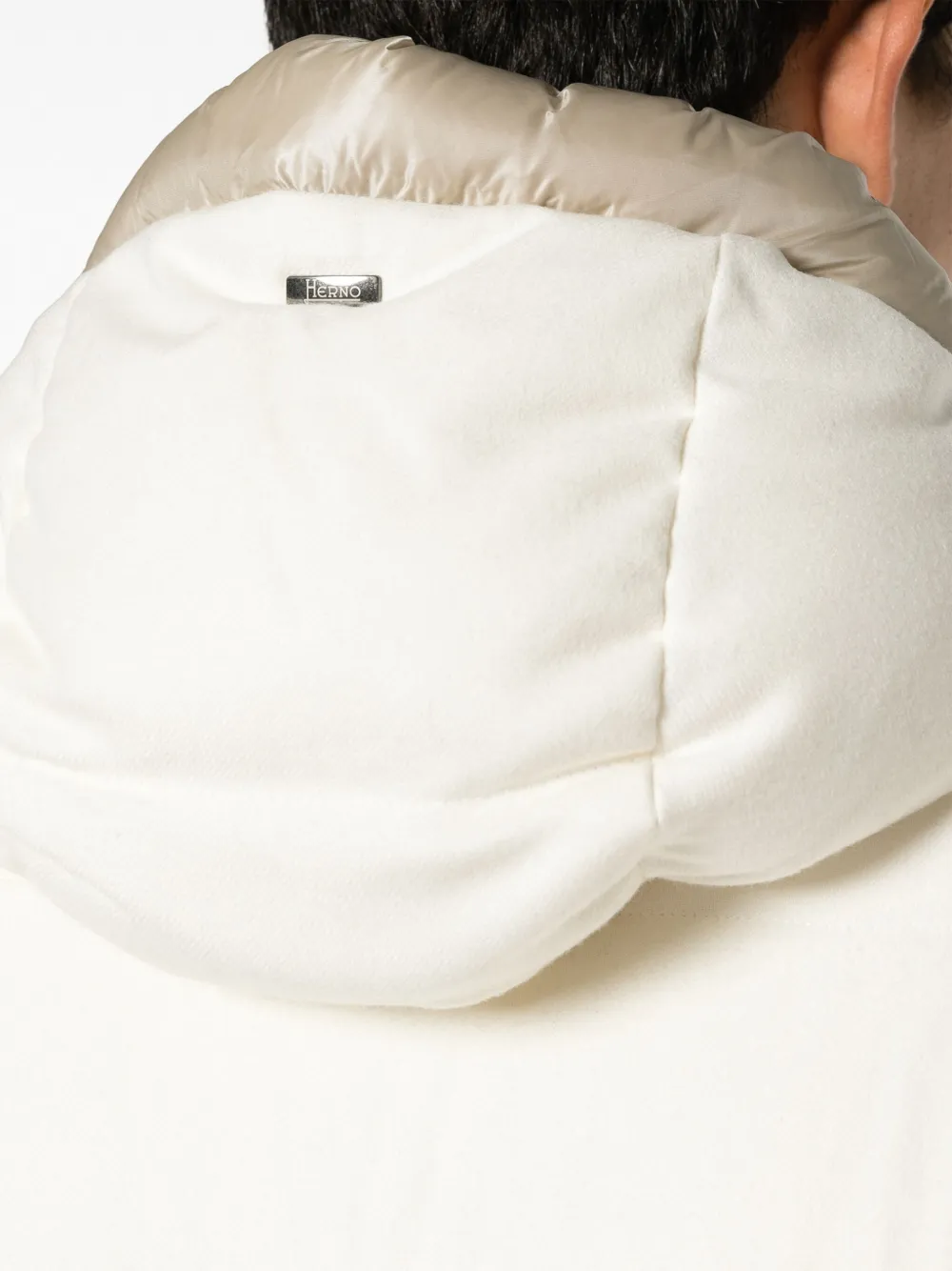 Herno Drawstring-hood Twill Hooded Coat In White