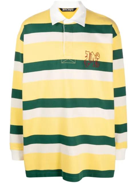 Palm Angels logo-embroidered stripe-pattern polo shirt