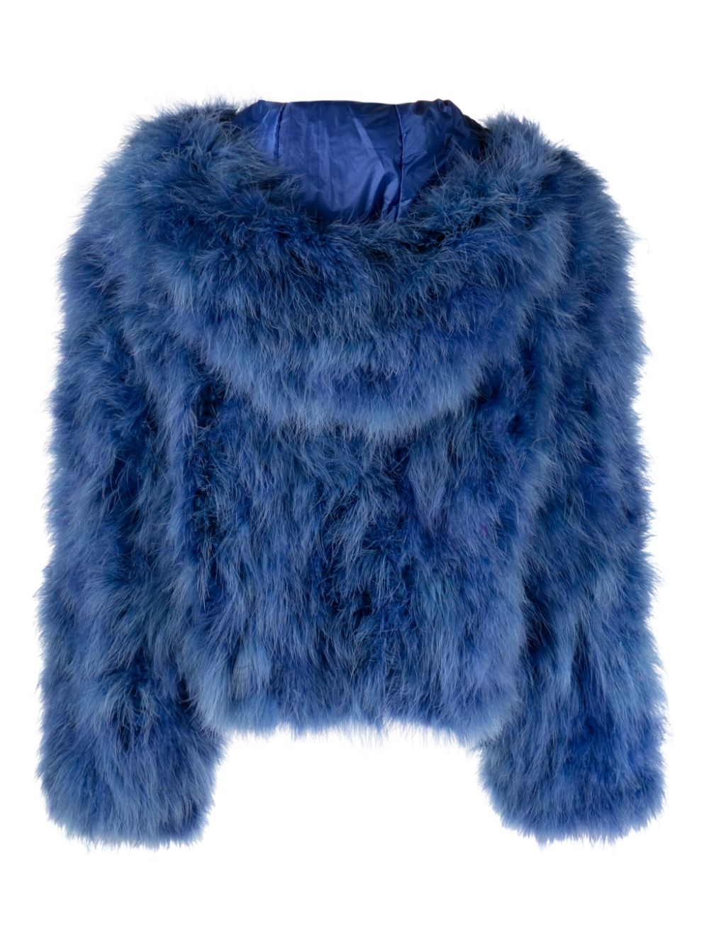 ERMANNO FIRENZE ostrich feather hooded jacket - Blauw