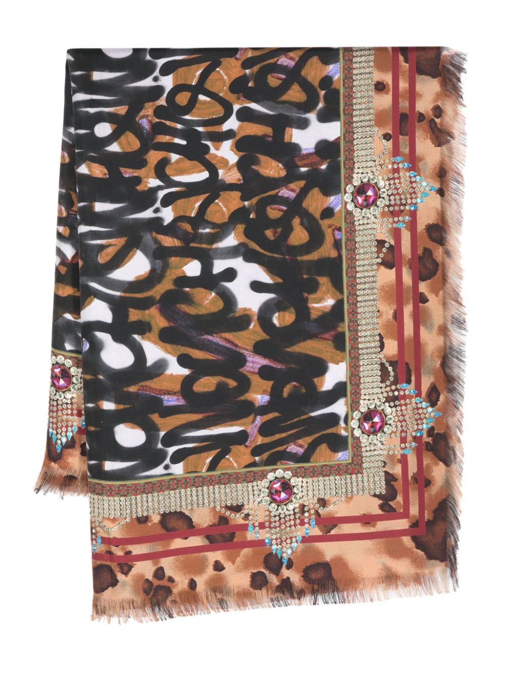 Pierre-Louis Mascia Aleo graphic-print silk scarf, Black