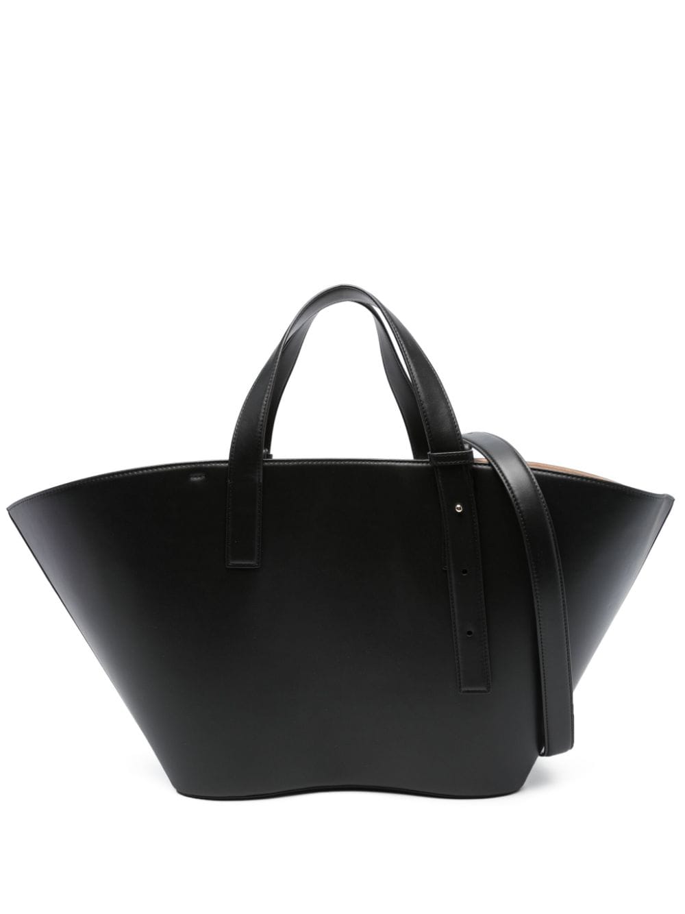 open-top faux-leather tote bag