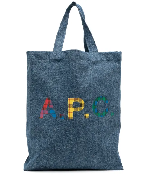 A.P.C. tote de mezclilla con logo estampado