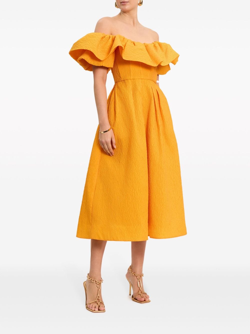 Shop Rebecca Vallance Aurora Strapless Midi Dress In Yellow