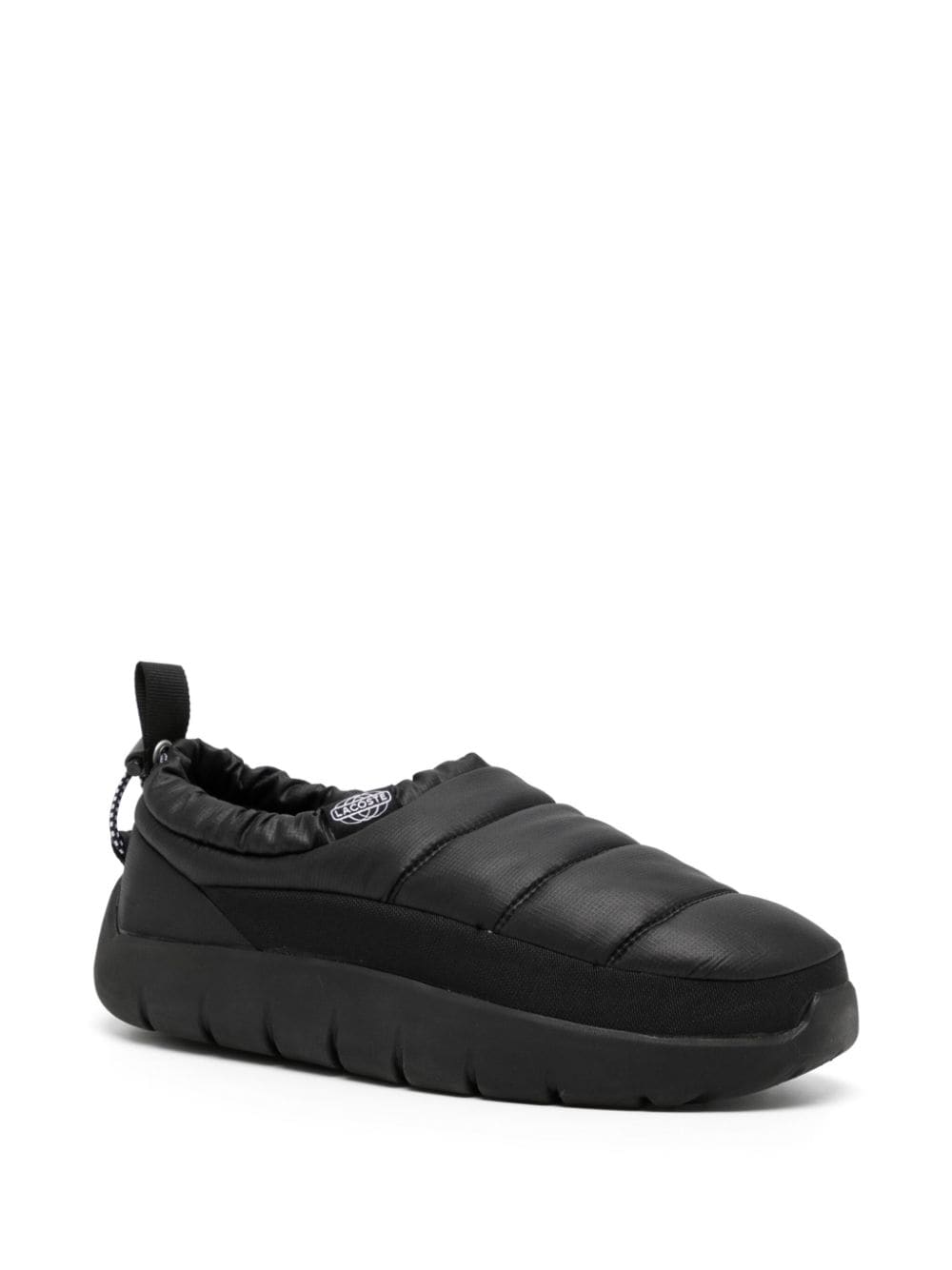 Shop Lacoste Serve Padded-design Slippers In Black