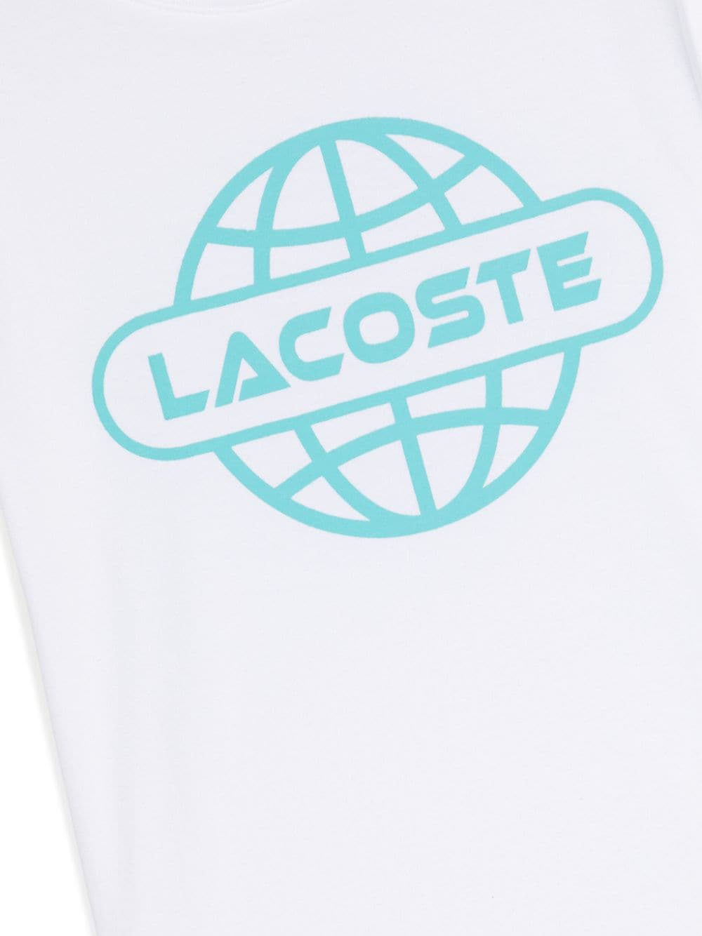 Shop Lacoste Logo-print Crew-neck T-shirt In White