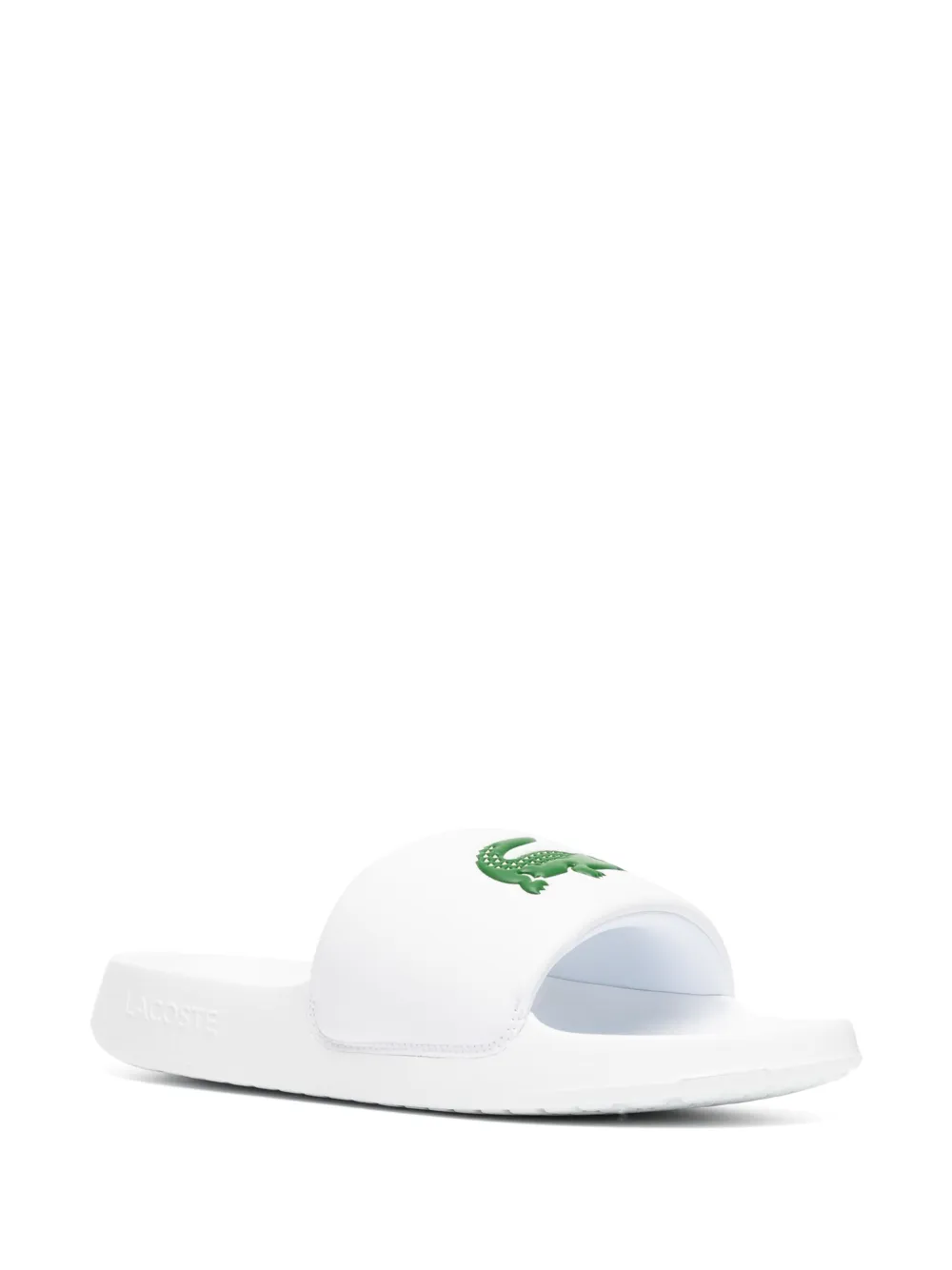 Lacoste Croco 1.0 logo-embossed slides White