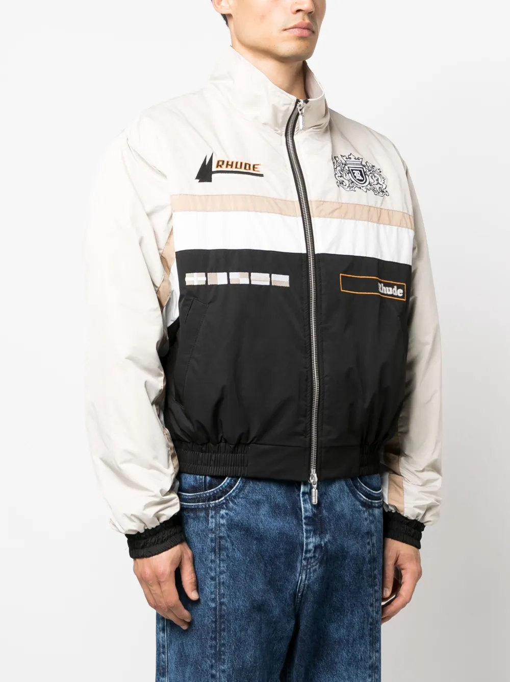 Shop Rhude Yachting Bomber Jacket In Neutrals