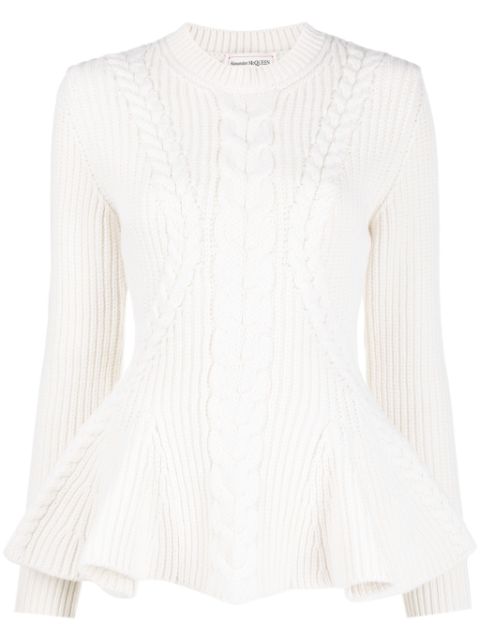 Alexander McQueen peplum-hem cable-knit jumper