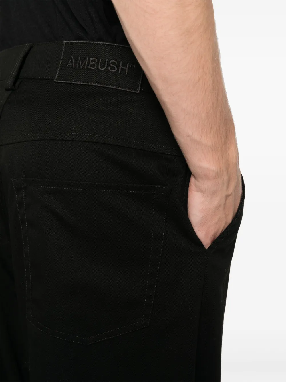 Shop Ambush Zip-up Cotton Loose-fit Trousers In Black