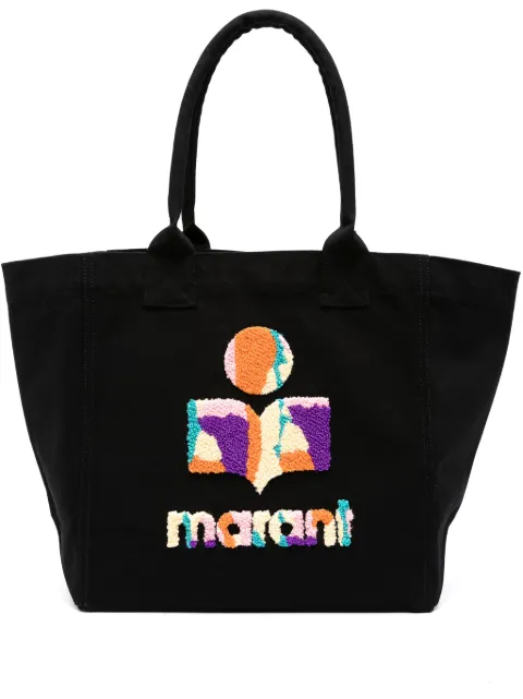 ISABEL MARANT small Yenki flocked-logo cotton tote bag