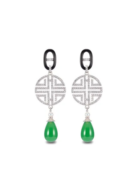 Shanghai Tang aretes con detalles de cristal y gemas
