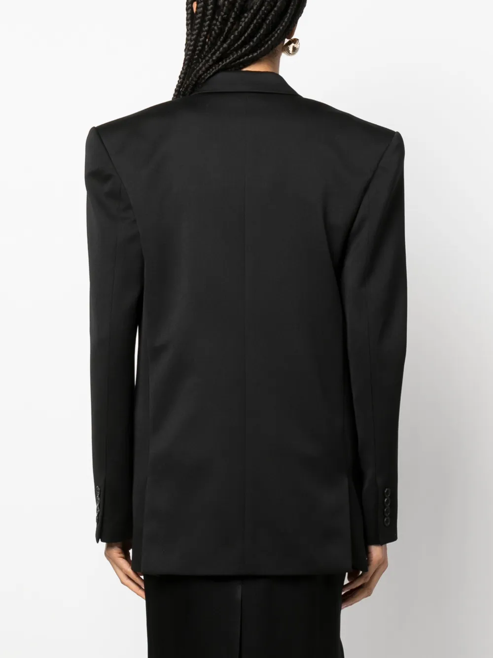 Shop Saint Laurent Double-breasted Wool Blazer In Black