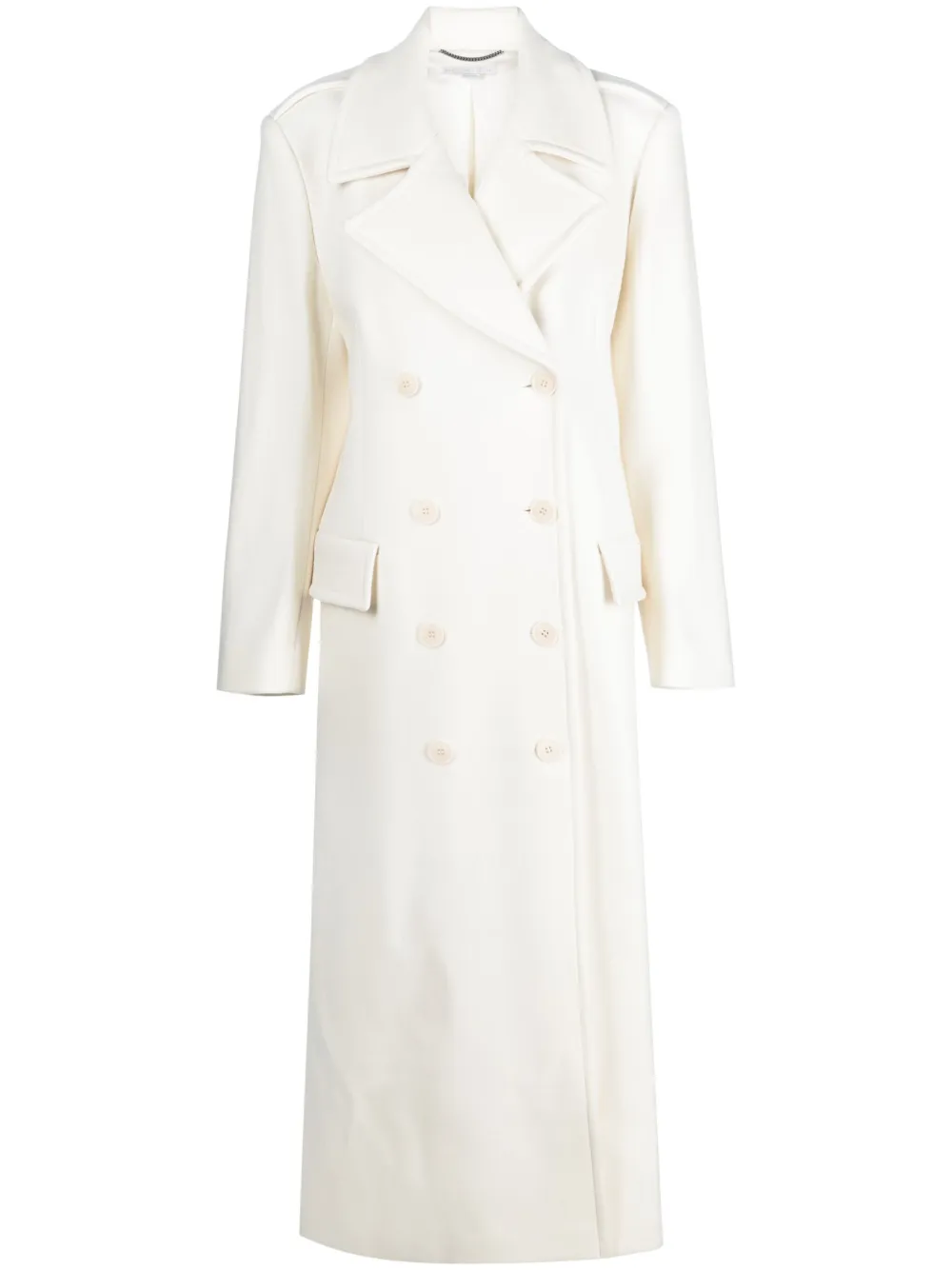 Stella Mccartney Oversize Double Breasted Wool Long Coat In White